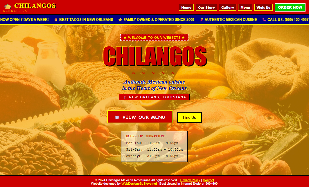 Chilangos website before redesign